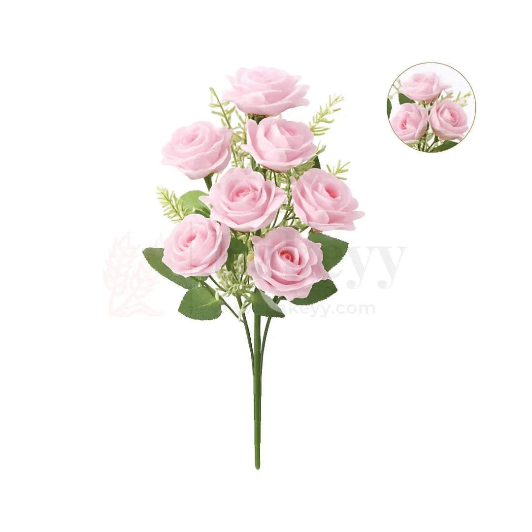 Artificial Bloomed Rose Flower Bouquet - 40cm | Elegant Faux Floral Bunch for Home Decor, Vase Styling & Events - Pack of 1