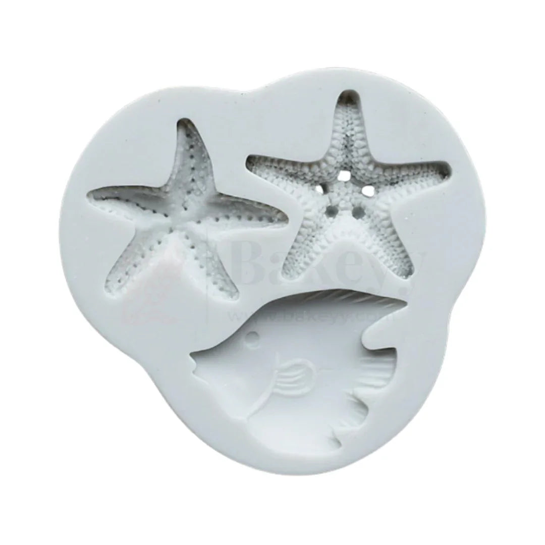 Starfish & Fish Shape Silicone Fondant Mould - 1 Piece - Bakeyy.com - India - Starfish & Fish Shape Silicone Fondant Mould - 1 Piece - Default Title