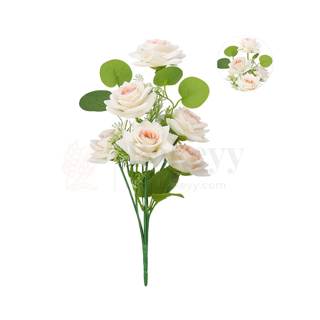 Artificial Bloomed Rose Flower Bouquet - 40cm | Elegant Faux Floral Bunch for Home Decor, Vase Styling & Events - Pack of 1
