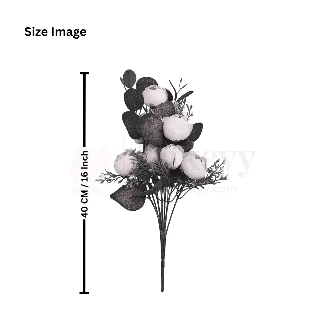 Artificial Dark Red Rose Flower Bouquet - 40cm | Elegant Faux Floral Bunch for Home Decor, Vase Styling & Events - Pack of 1