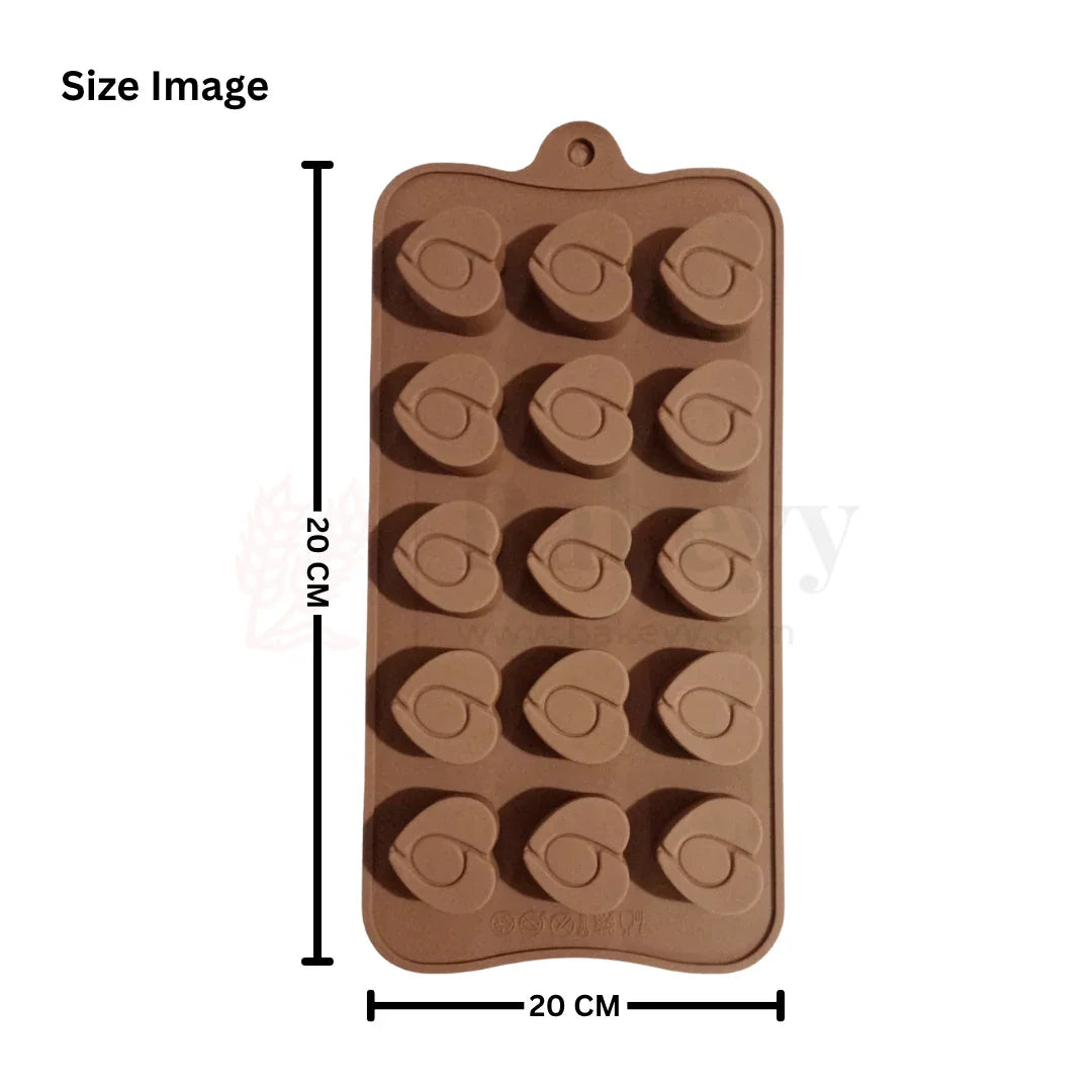 15-Cavity | Heart Swirl Silicone Chocolate Mould | Non-Stick Baking & Candy Making Tray | 1 Piece