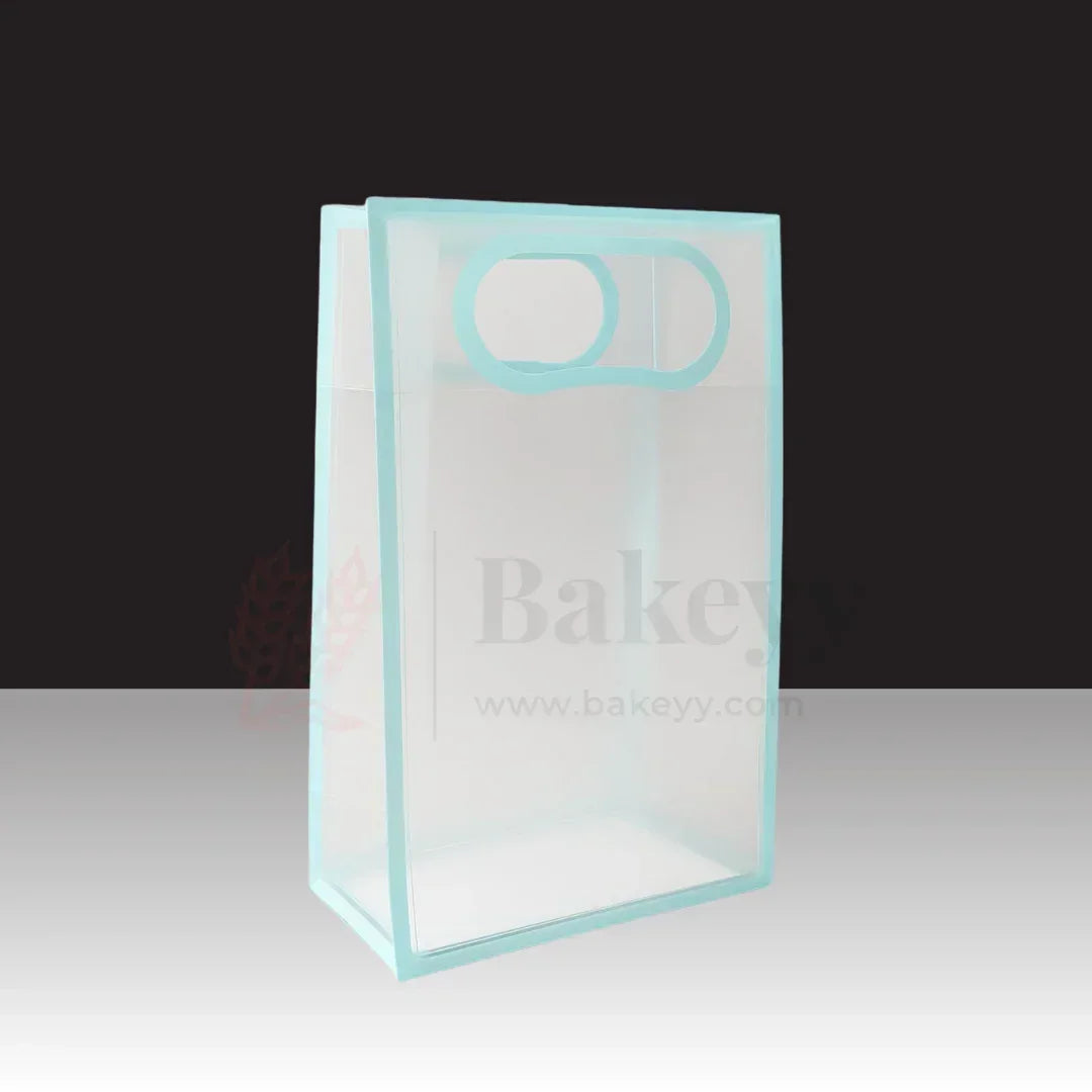 24x10x35cm | Transparent Gift Bag - Light Blue | Die‑Cut Handle, Waterproof & Stylish Packaging | Pack Of 12 - Bakeyy.com - India - 24x10x35cm | Transparent Gift Bag - Light Blue | Die‑Cut Handle, Waterproof & Stylish Packaging | Pack Of 12 - Default Title
