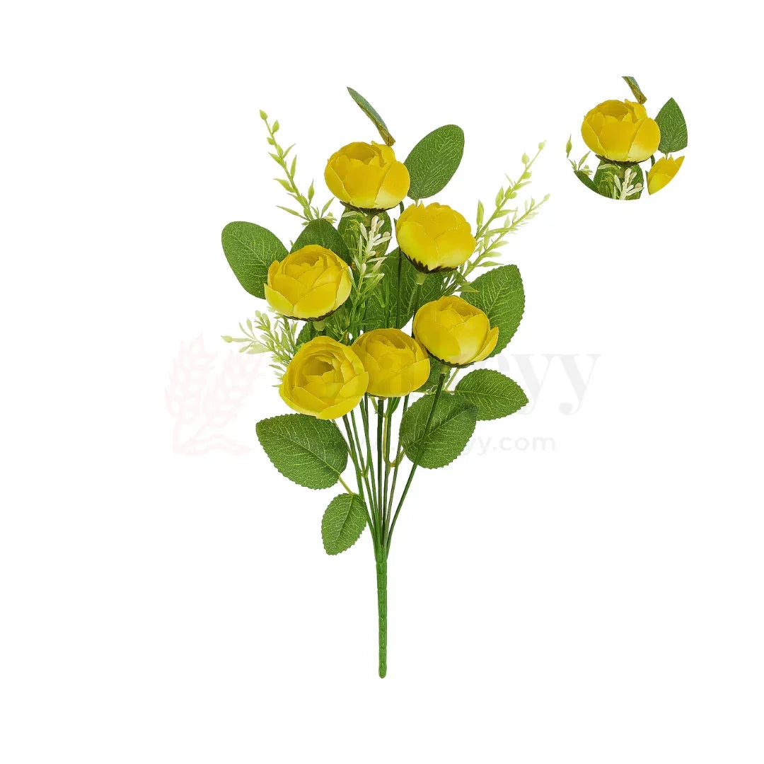 Artificial Button Rose Flower Bouquet - 40cm | Elegant Floral Bunch for Home Decor, Vase Styling & Events - Pack of 1