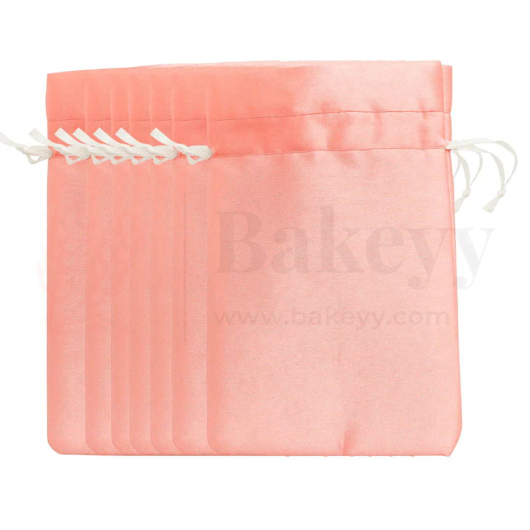 Peach Colour Satin Potli Bag | Pack of 25