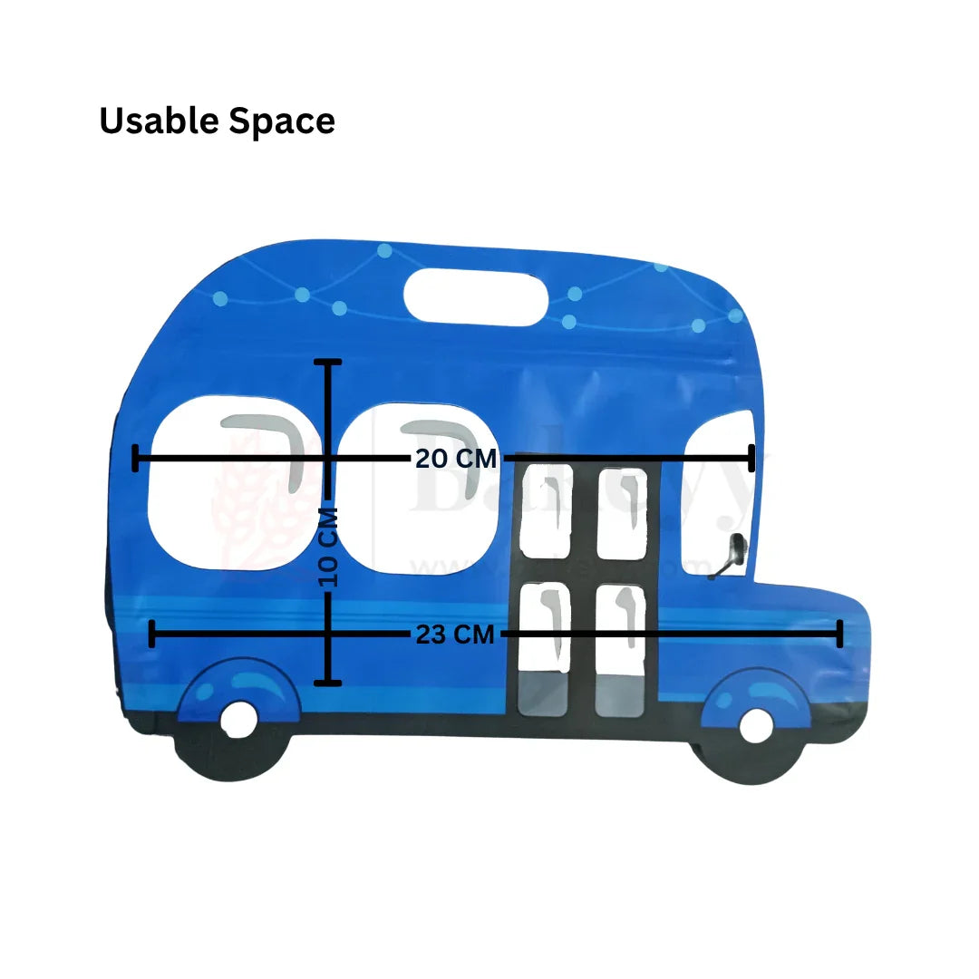 Blue Bus Shape Zip Lock Bags | Bus Shape Bags For Kids | Pack of 50