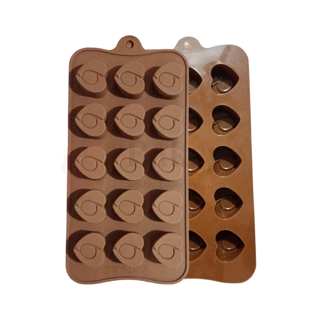 15-Cavity | Heart Swirl Silicone Chocolate Mould | Non-Stick Baking & Candy Making Tray | 1 Piece - Bakeyy.com - India - 15-Cavity | Heart Swirl Silicone Chocolate Mould | Non-Stick Baking & Candy Making Tray | 1 Piece - Default Title
