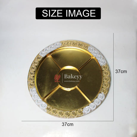 Premium Decorative Dry Fruit Tray – Elegant & Spacious Design |Luxurious Gold-Plated Round Serving Tray with 5-Part Sections - Bakeyy.com - India - Premium Decorative Dry Fruit Tray – Elegant & Spacious Design |Luxurious Gold-Plated Round Serving Tray with 5-Part Sections - Default Title