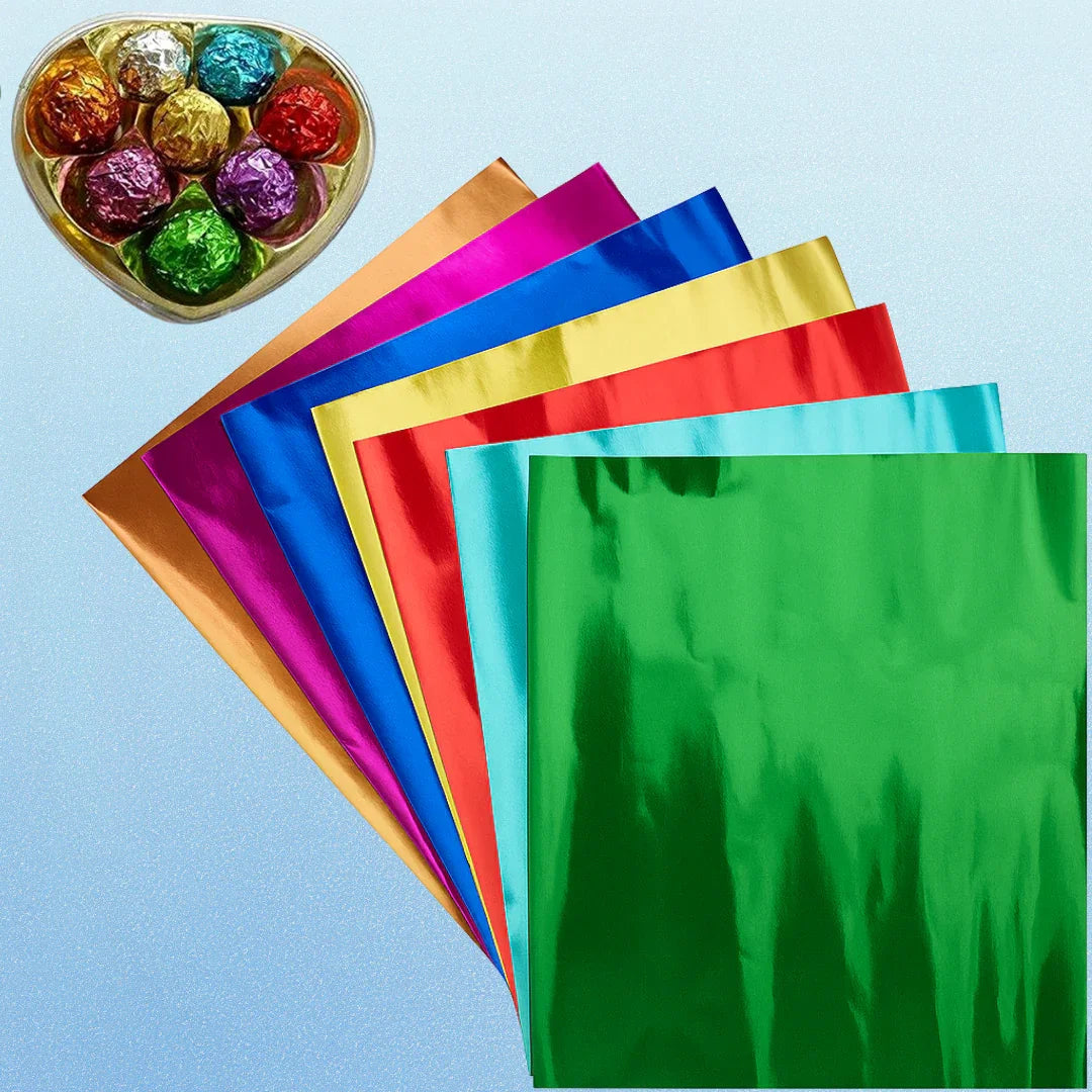 Small Aluminum Chocolate Wrapping Paper | Pack of 200 - Bakeyy.com - India - Small Aluminum Chocolate Wrapping Paper | Pack of 200 - Blue