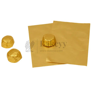 Small Aluminum Chocolate Wrapping Paper | Pack of 200 - Bakeyy.com - India - Small Aluminum Chocolate Wrapping Paper | Pack of 200 - Gold