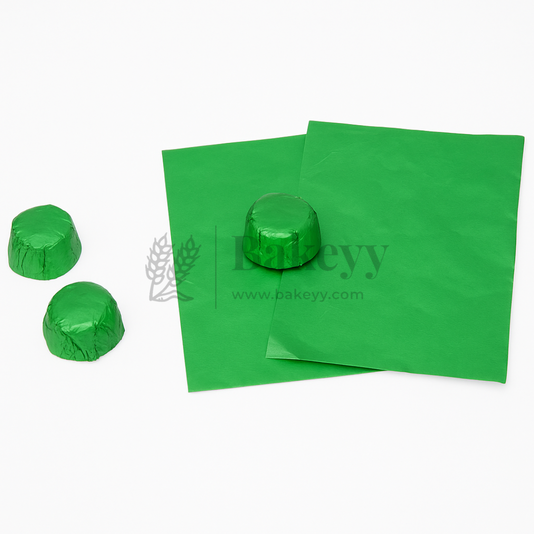 Small Aluminum Chocolate Wrapping Paper | Pack of 200 - Bakeyy.com - India - Small Aluminum Chocolate Wrapping Paper | Pack of 200 - Green