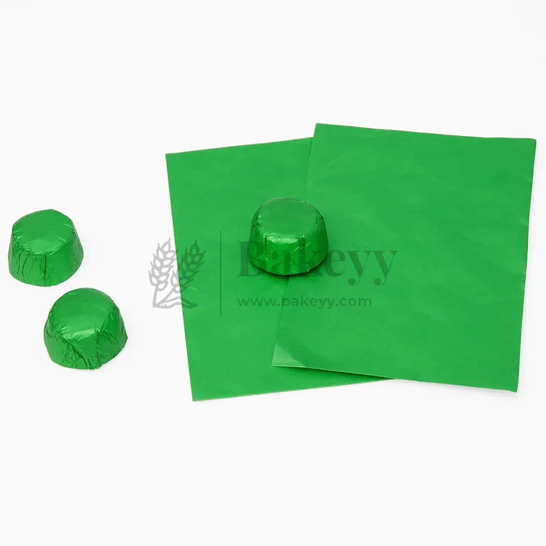 Small Aluminum Chocolate Wrapping Paper | Pack of 200 - Bakeyy.com - India - Small Aluminum Chocolate Wrapping Paper | Pack of 200 - Green