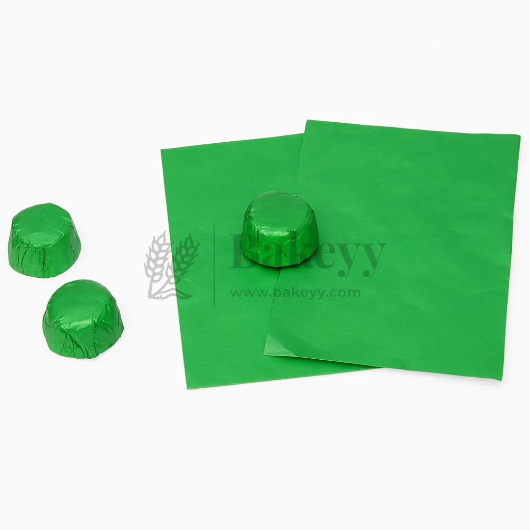 Small Aluminum Chocolate Wrapping Paper | Pack of 200 - Bakeyy.com - India - Small Aluminum Chocolate Wrapping Paper | Pack of 200 - Green