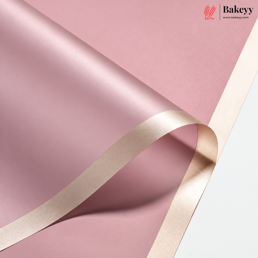 Solid Korean Wrapping Sheet with Golden Border | Multi Color | Pack of 20