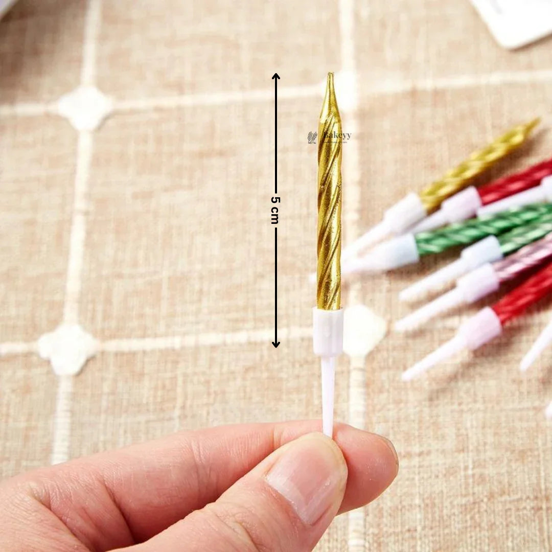 Spiral Birthday Cake Candles with Holders | Small | Pack of 10