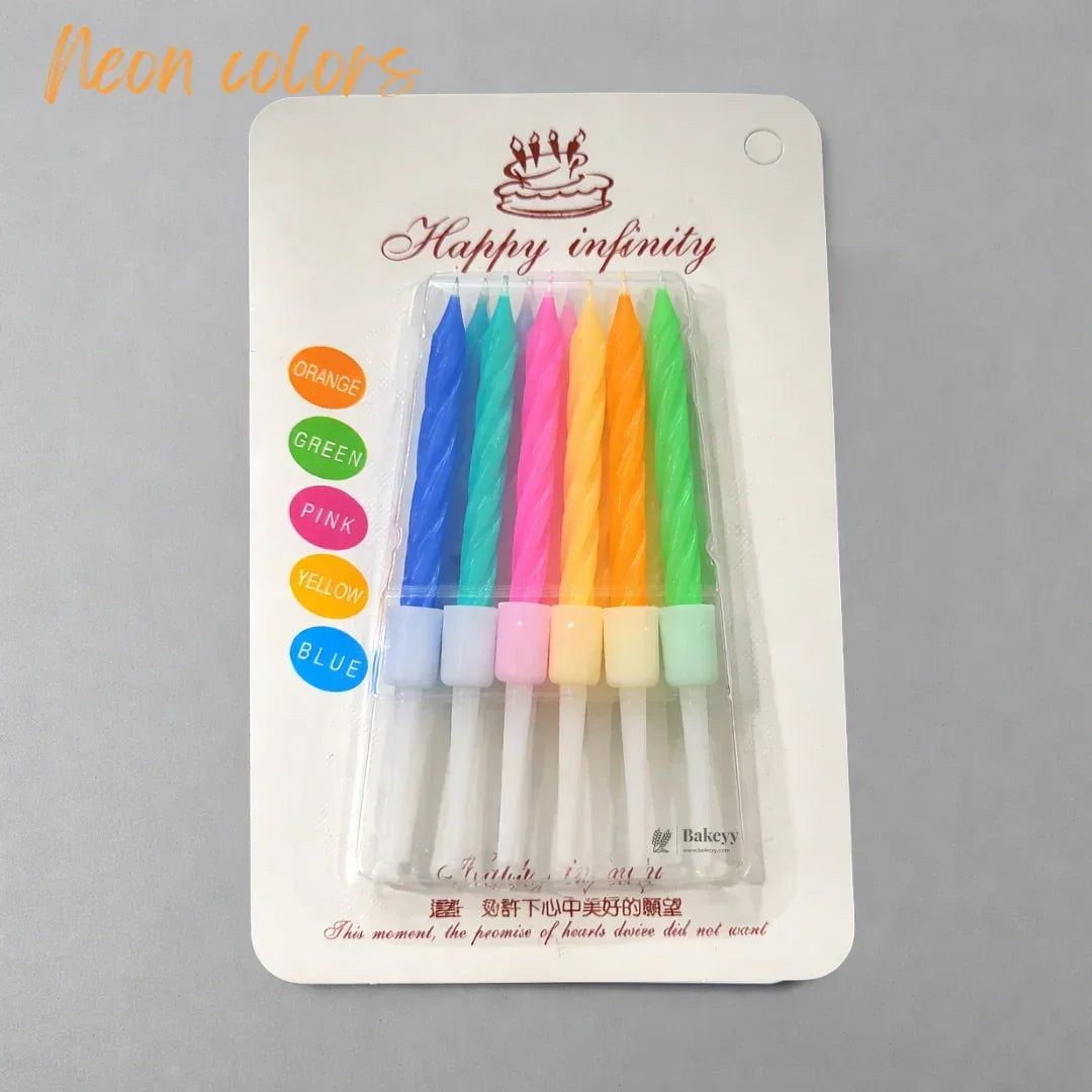 Spiral Birthday Cake Candles with Holders | Small | Pack of 10 - Bakeyy.com - India - Spiral Birthday Cake Candles with Holders | Small | Pack of 10 - Default Title 16.00