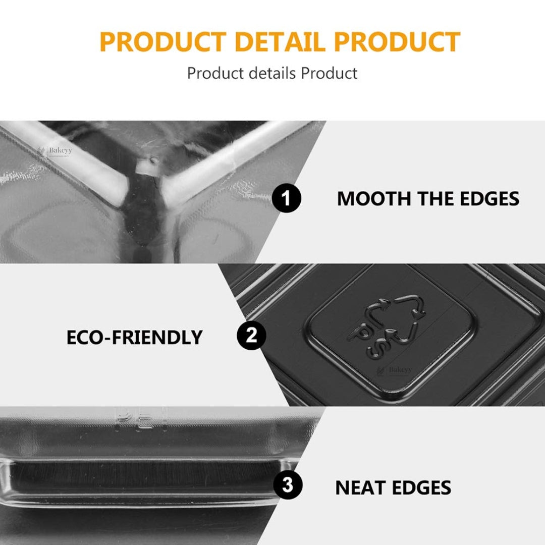 Square Dessert Box with Clear Dome Lid | Black Base Mini Cake & Pastry Packaging Box | Pack of 50