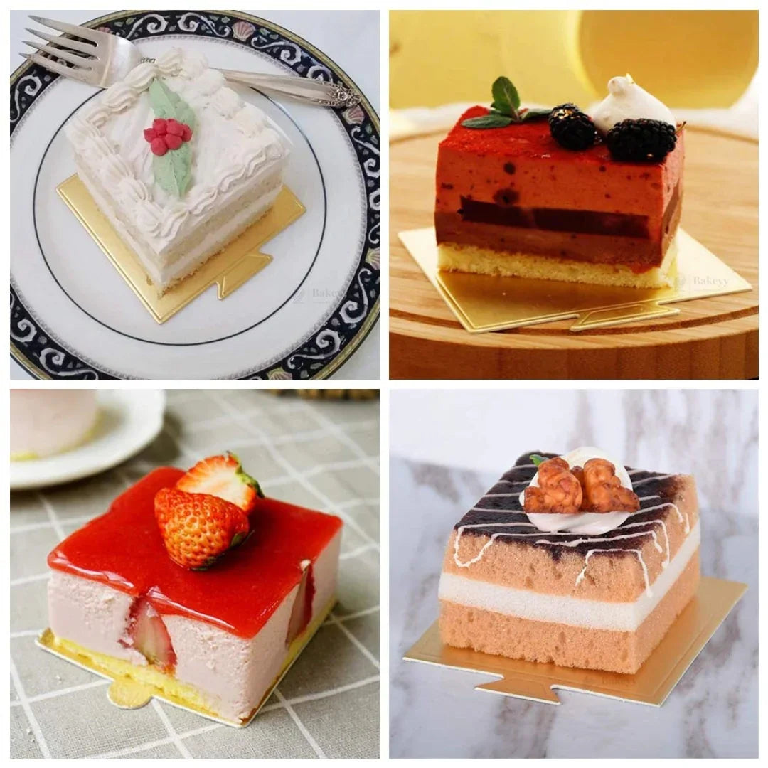 Square Pastry Base | Gold Finish Dessert Display Base | 2 Sizes Avaiilable