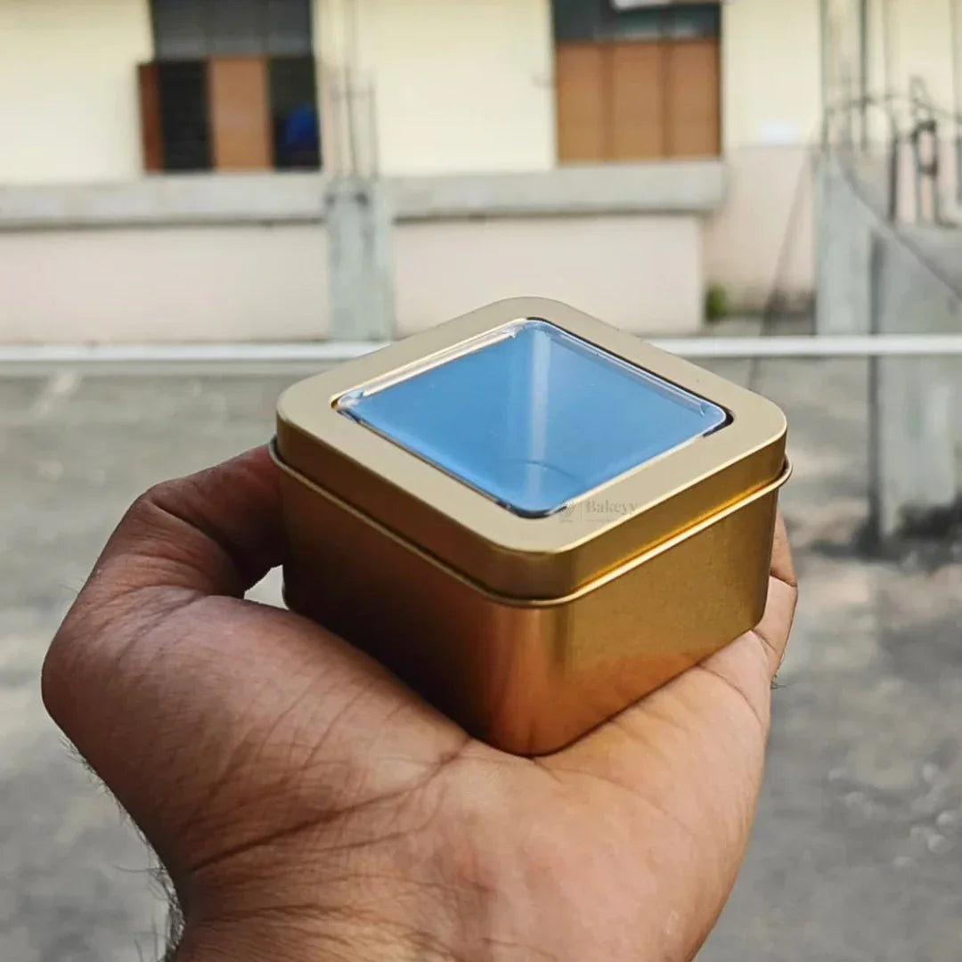 Square Tin Box with Transparent Window Lid | Random Colors | Chocolates & Keepsakes | Pack of 12 - Bakeyy.com - India - Square Tin Box with Transparent Window Lid | Random Colors | Chocolates & Keepsakes | Pack of 12 - Default Title 480.00