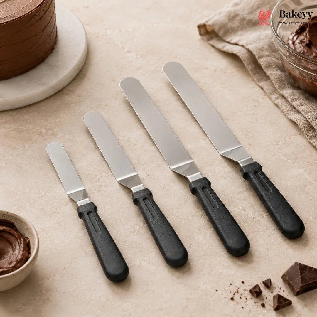 Stainless Steel Offset Spatula with Black Handle
