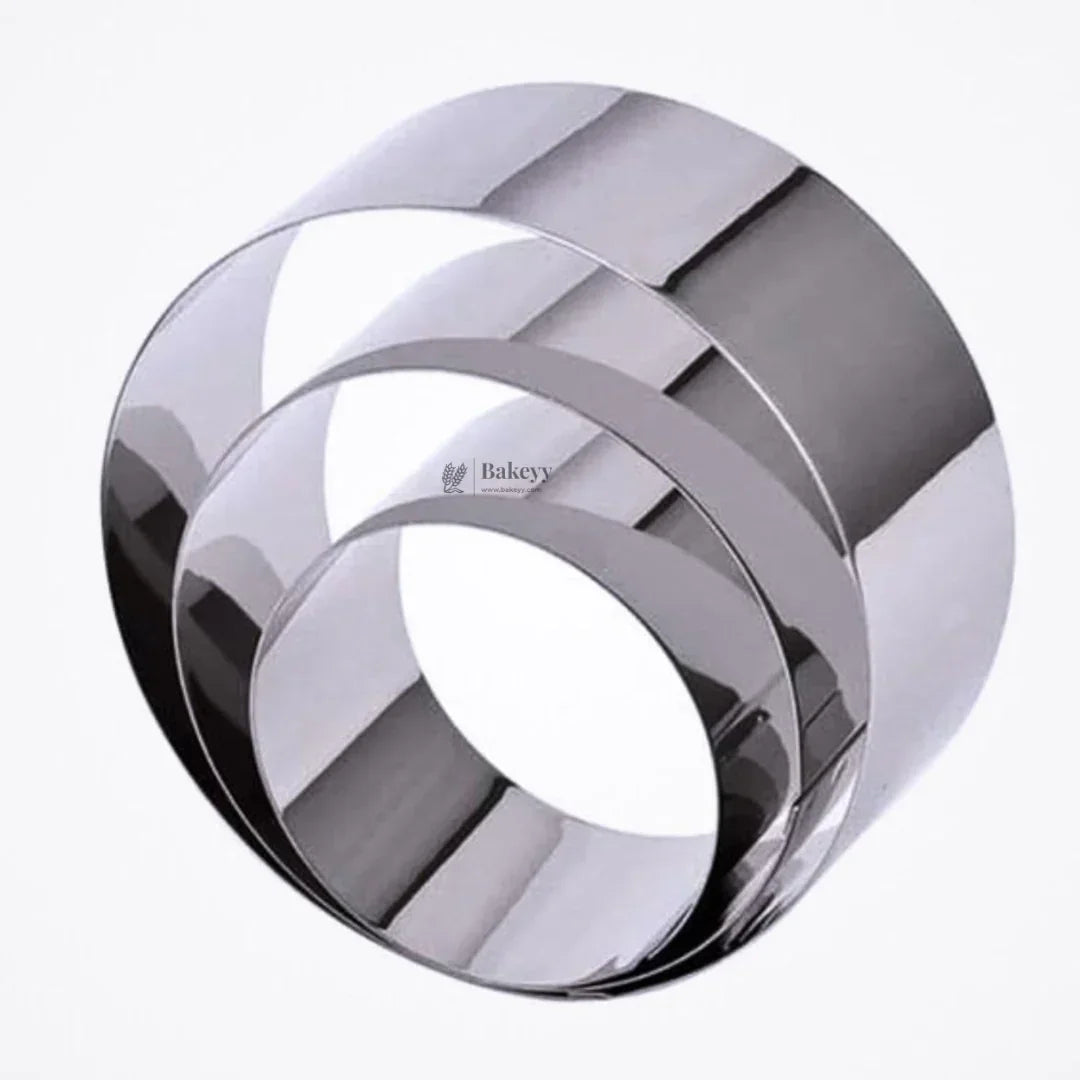 Stainless Steel Round Cake Ring Mould Set (4, 6 & 8 Inch) | Mousse, Cheesecake & Layer Cake Shaper | Pack of 3 - Bakeyy.com - India - Stainless Steel Round Cake Ring Mould Set (4, 6 & 8 Inch) | Mousse, Cheesecake & Layer Cake Shaper | Pack of 3 - Default Title 250.00