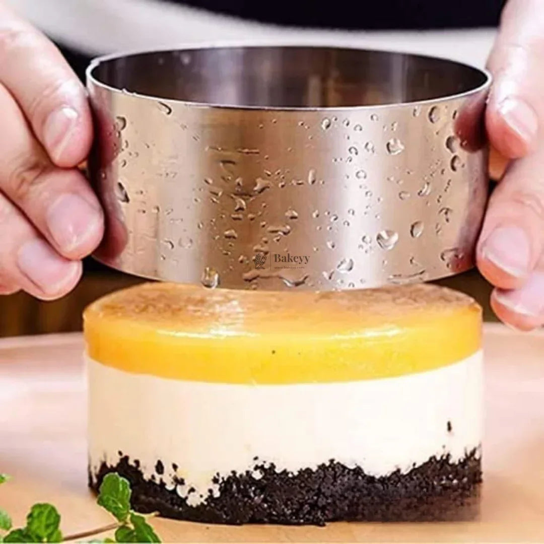 Stainless Steel Round Cake Ring Mould Set (4, 6 & 8 Inch) | Mousse, Cheesecake & Layer Cake Shaper | Pack of 3 - Bakeyy.com - India - Stainless Steel Round Cake Ring Mould Set (4, 6 & 8 Inch) | Mousse, Cheesecake & Layer Cake Shaper | Pack of 3 - Default Title 250.00