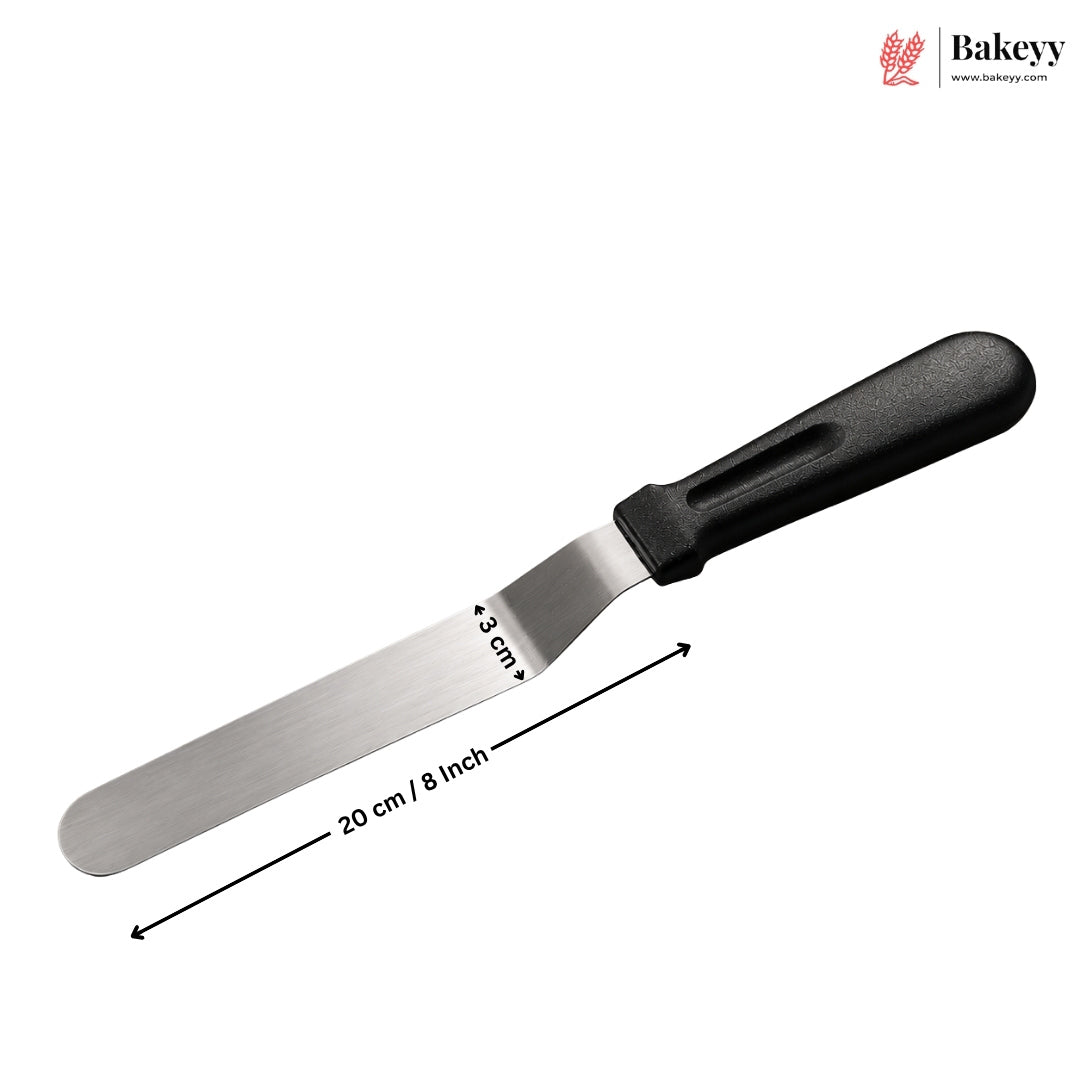 Angular Palette Knife with Black Handle | Stainless Steel Cake Icing Palette Knife | Pack of 1