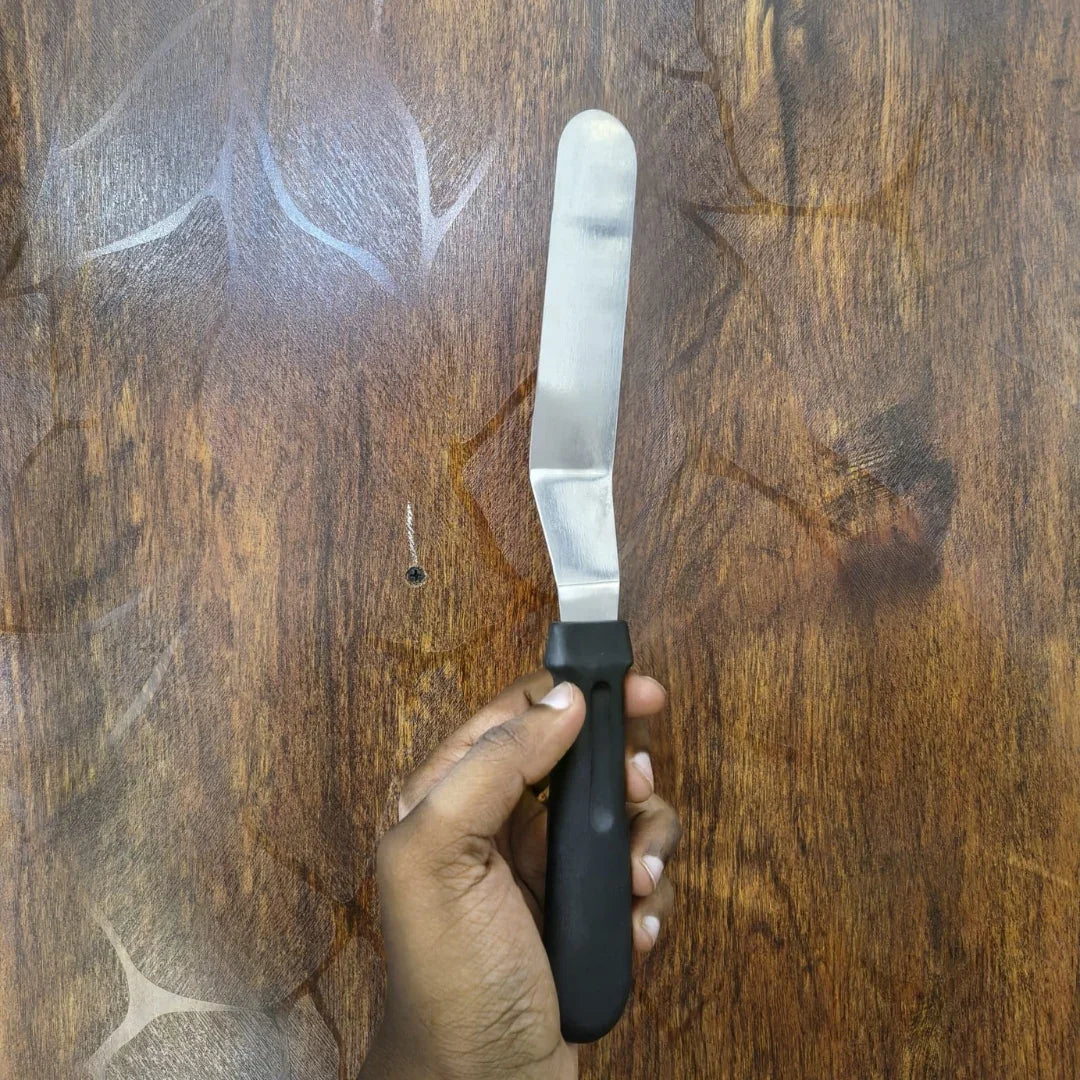 Stainless Steel Offset Spatula with Black Handle