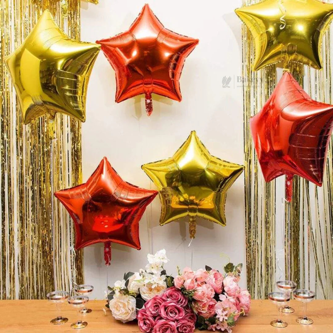 Star Shape Foil Balloons Set (Multicolor) – Metallic Balloons for Birthday, Anniversary & Party Decoration Pack of 2