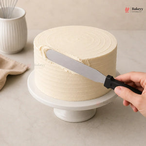 Straight Icing Palette Knife | Stainless Steel Cake Spatula with Black Handle | Pack of 1