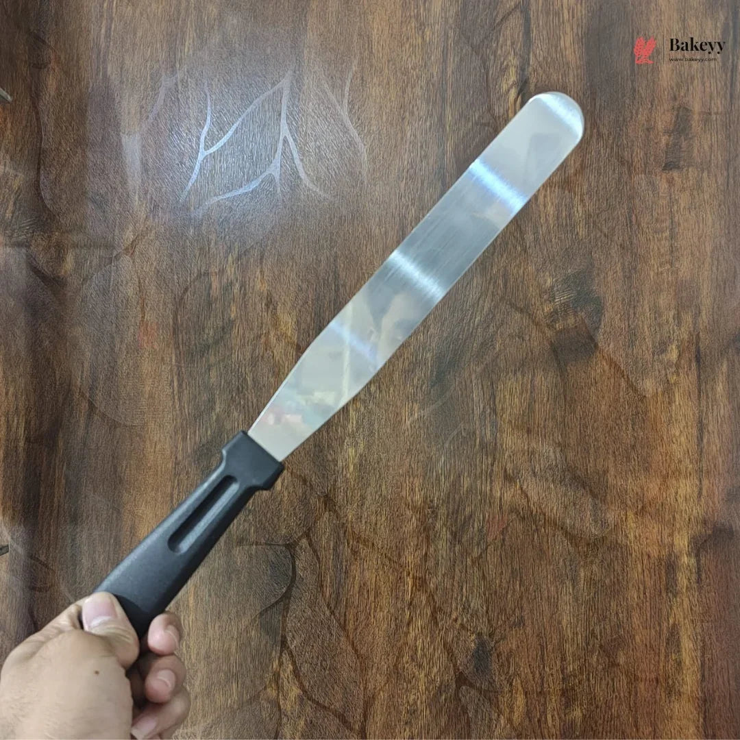 Straight Icing Palette Knife | Stainless Steel Cake Spatula with Black Handle | Pack of 1