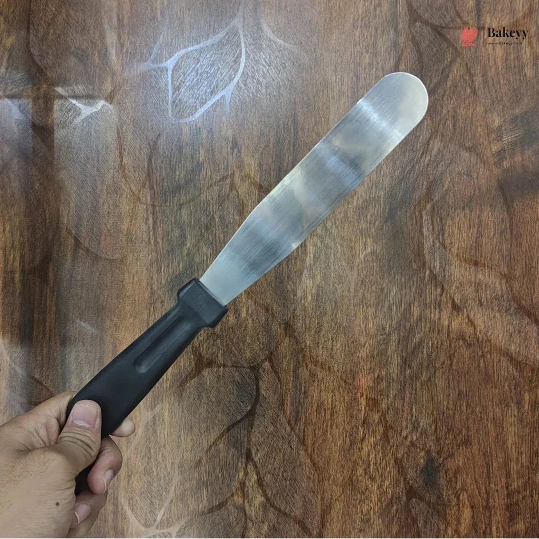 Straight Icing Palette Knife | Stainless Steel Cake Spatula with Black Handle | Pack of 1