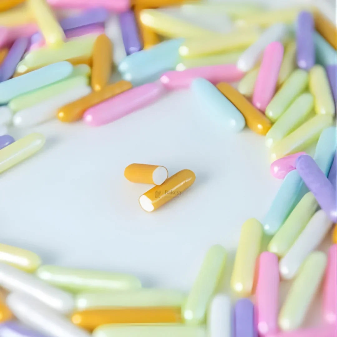 Rod Shape Sugar Confetti | Edible Cake & Dessert Decorations | Multiple Colors Available | Metallic Finish | 200 gm