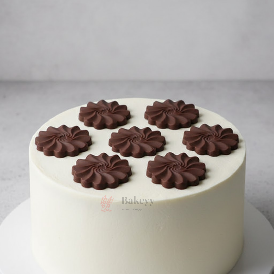 Swirl Flower Garnishing Silicone Mould for Cakes & Chocolates | Round Floral Design | Pack of 1