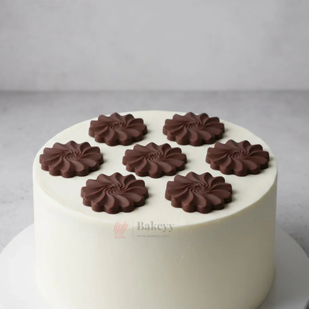 Swirl Flower Garnishing Silicone Mould for Cakes & Chocolates | Round Floral Design | Pack of 1