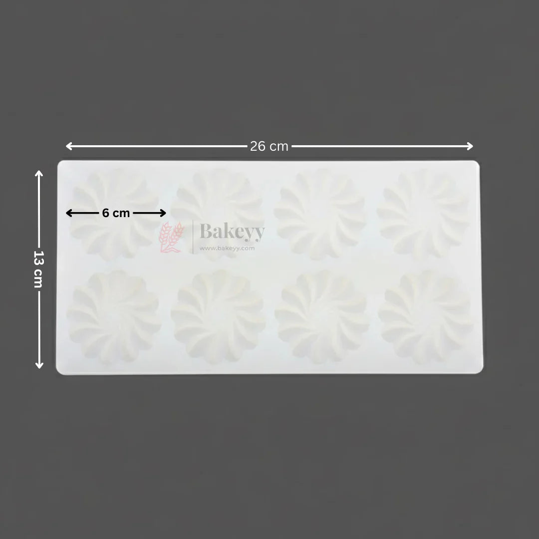 Swirl Flower Garnishing Silicone Mould for Cakes & Chocolates | Round Floral Design | Pack of 1