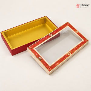 Red Floral Border Window Sweet & Chocolate Gift Box | With & Without Cavity | Multiple Capacities | Pack of 4