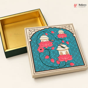 Teal Lotus & Dome Printed Sweet & Chocolate Gift Box | With & Without Cavity | Multiple Capacities | Pack of 4