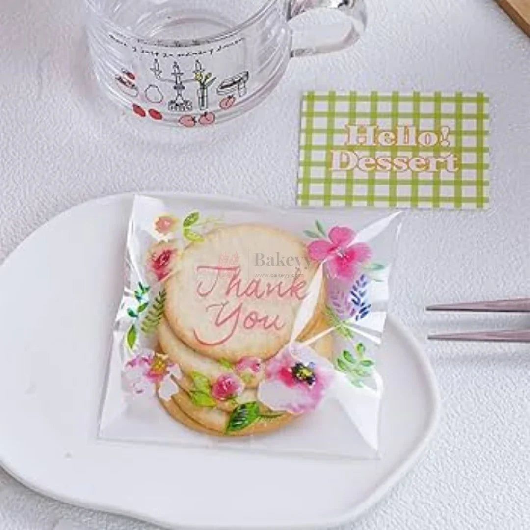 ThankYouFloralPrintedCellophaneSelfAdhesivePouch_2 - Bakeyy.com