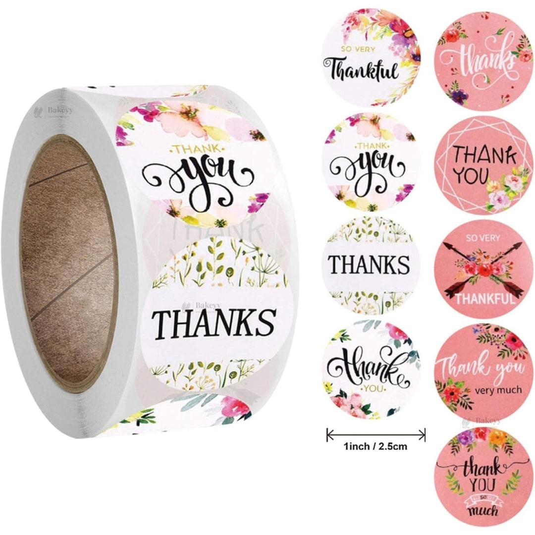 1 Inch Thank You Sticker Roll | 500 Stickers | Pack of 1
