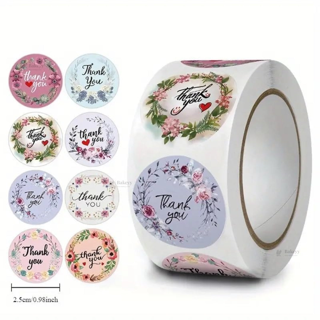 1 Inch Thank You Sticker Roll | 500 Stickers | Pack of 1