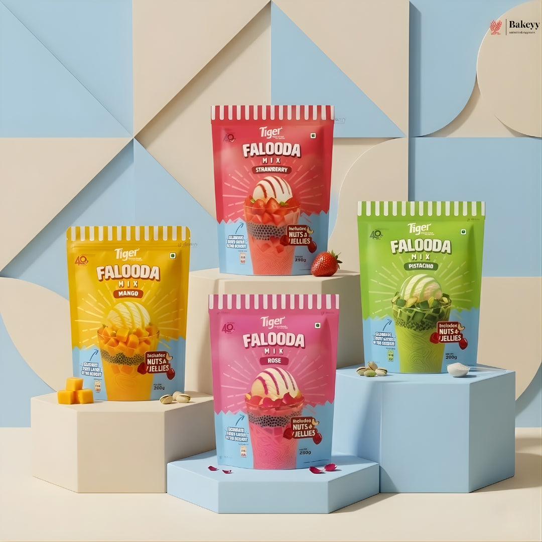 Tiger Falooda Mix with Nuts & Jellies | Multiple Flavors Available | 250g | Pack of 1