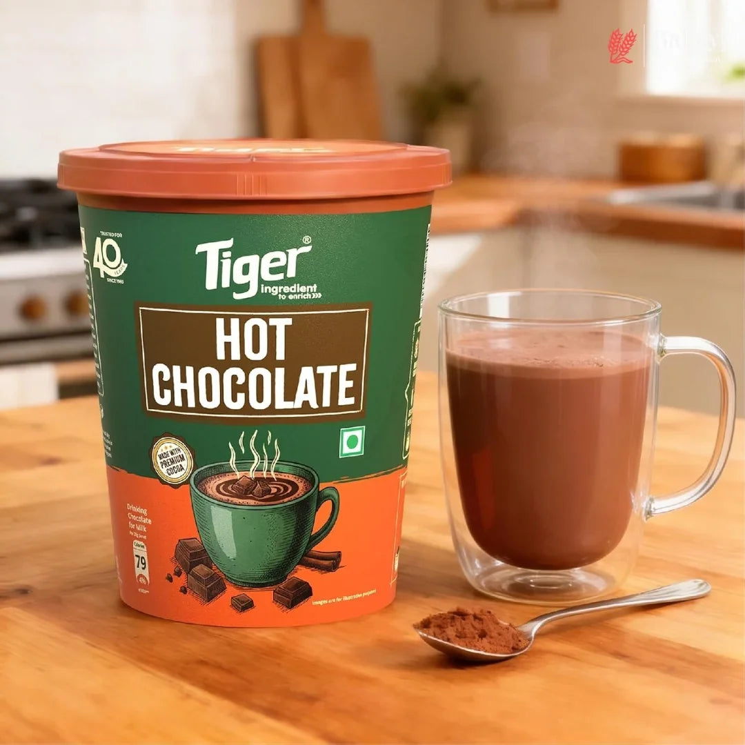 Tiger Hot Chocolate Drink Mix | Sweetened Cocoa Mix with 20% Cocoa Solids | 100 g & 200 g | Pack of 1