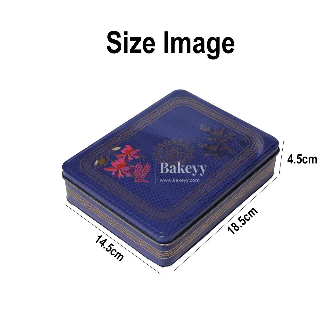 Return Gift Tin Box | Dry Fruit Box | Chocolate Box | Rectangle Medium Tin | - Bakeyy.com - India - Return Gift Tin Box | Dry Fruit Box | Chocolate Box | Rectangle Medium Tin | - Green