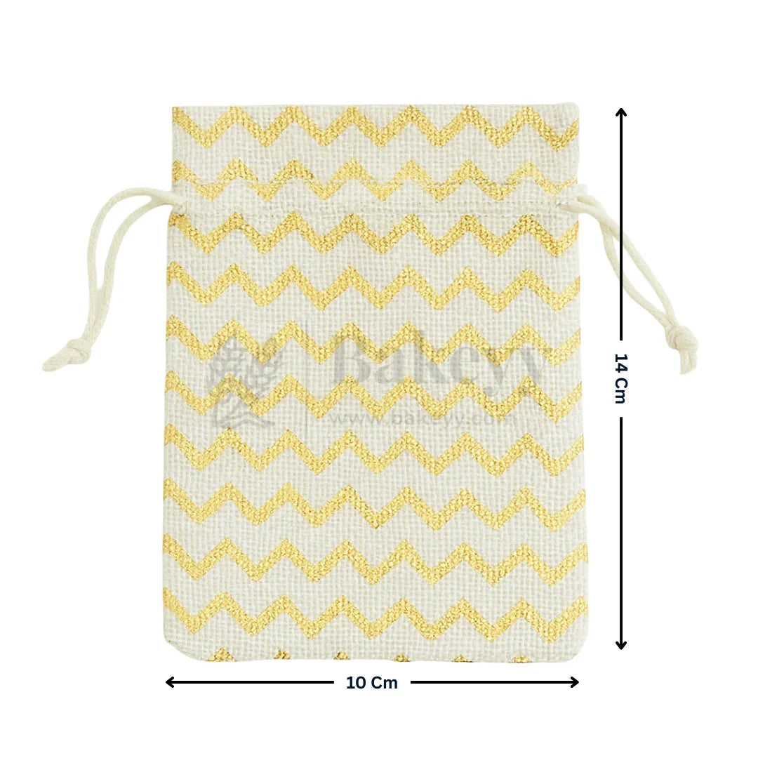 10x14 Cm | Gold Foiling Jute Potli Bags | Pack of 50