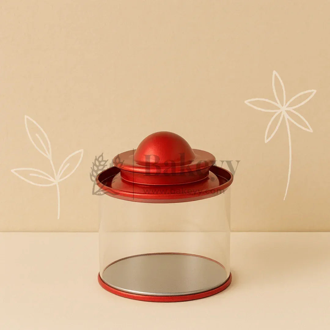 Transparent Round Tin Boxes with Dome Shaped Metal Lids | Mixed Colour | Decorative Tin| Acrylic Box | Storage Tin | Pack of 12 - Bakeyy.com - India - Transparent Round Tin Boxes with Dome Shaped Metal Lids | Mixed Colour | Decorative Tin| Acrylic Box | Storage Tin | Pack of 12 - Default Title