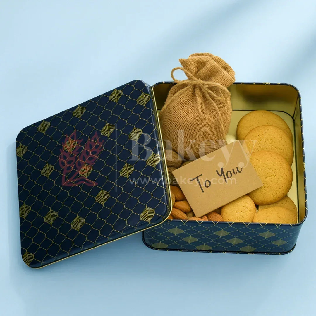 9x5.5x2 Inch | Premium Navy Blue & Gold Rectangle Metal Gift Tin Box – Elegant Reusable Packaging | Pack of 2 - Bakeyy.com - India - 9x5.5x2 Inch | Premium Navy Blue & Gold Rectangle Metal Gift Tin Box – Elegant Reusable Packaging | Pack of 2 - Default Title