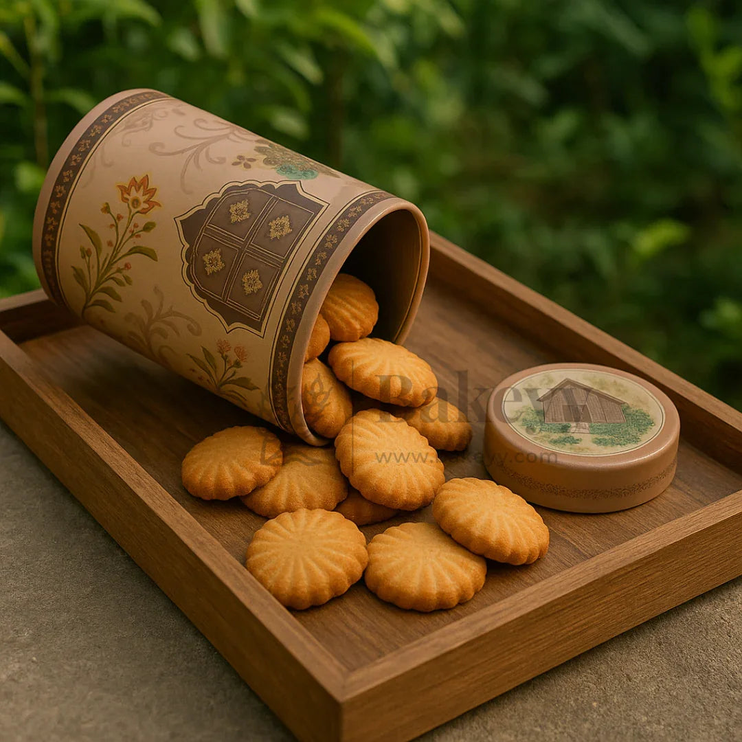 7x15 cm | Premium Brown & Rose Cylindrical Tin Box with Floral Arch Design | Pack of 1 - Bakeyy.com - India - 7x15 cm | Premium Brown & Rose Cylindrical Tin Box with Floral Arch Design | Pack of 1 - Default Title