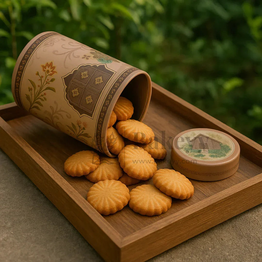 7x15 cm | Premium Brown & Rose Cylindrical Tin Box with Floral Arch Design | Pack of 1 - Bakeyy.com - India - 7x15 cm | Premium Brown & Rose Cylindrical Tin Box with Floral Arch Design | Pack of 1 - Default Title