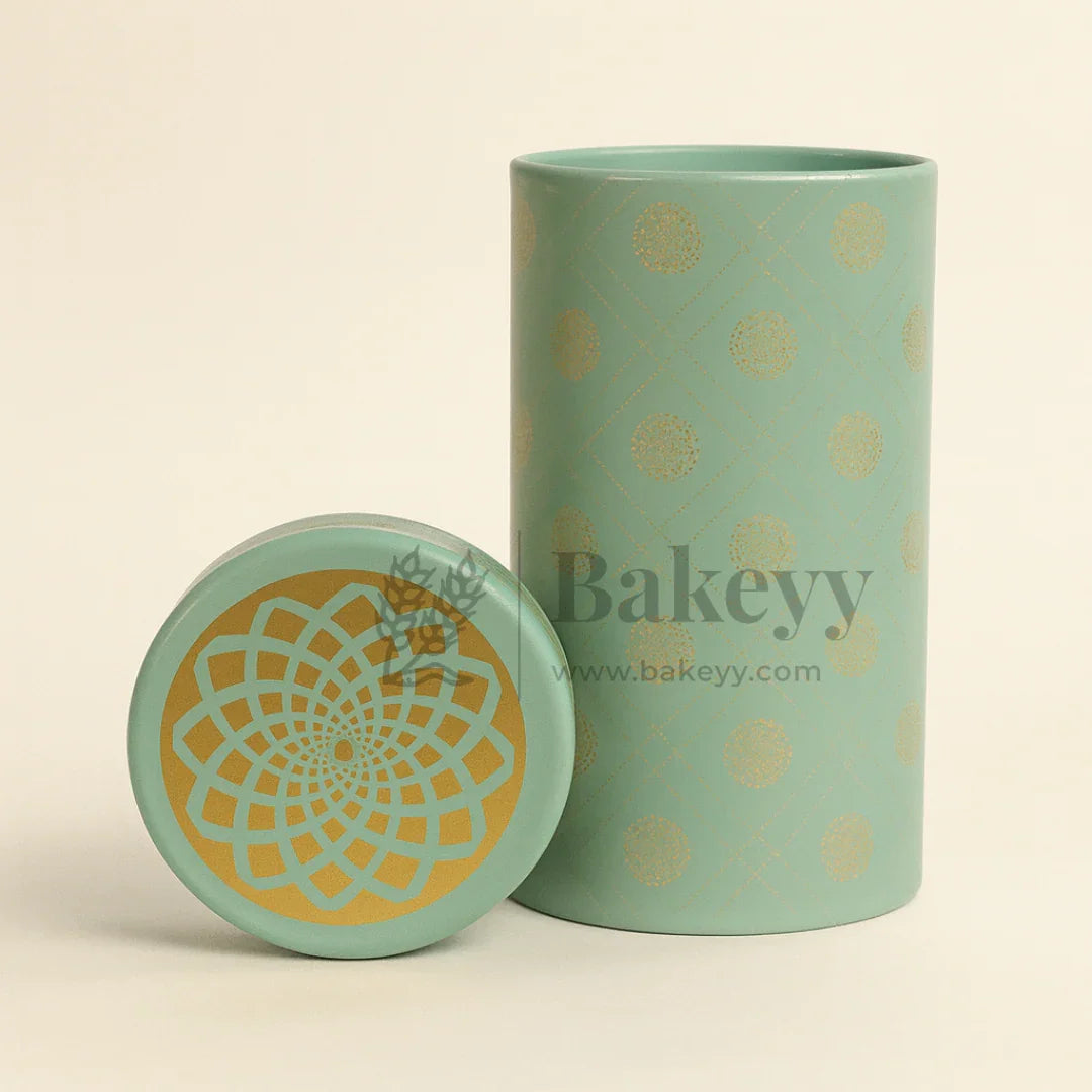 7x15 cm | Mint Green Golden Mandala Premium Storage Tin | Pack of 1 - Bakeyy.com - India - 7x15 cm | Mint Green Golden Mandala Premium Storage Tin | Pack of 1 - Default Title