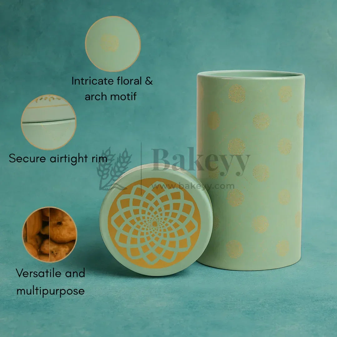 7x15 cm | Mint Green Golden Mandala Premium Storage Tin | Pack of 1 - Bakeyy.com - India - 7x15 cm | Mint Green Golden Mandala Premium Storage Tin | Pack of 1 - Default Title